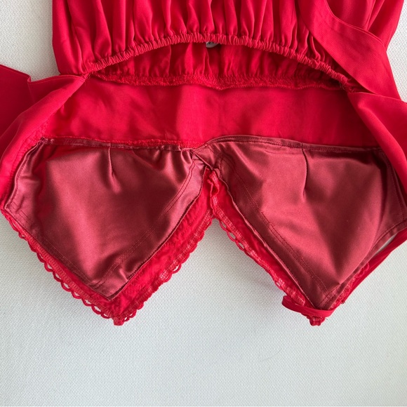 Red Lace Trim Party Summer Dress Xs - Picture 6 of 7